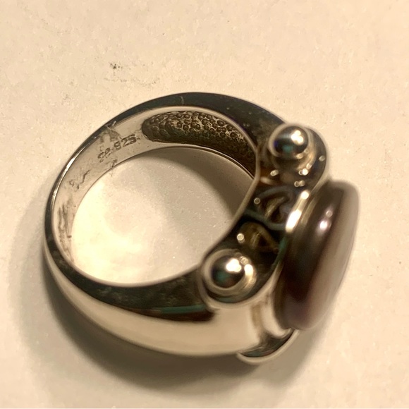 Tahitian Black Pearl Ring Set In Sterling Silver Stamped .925 Size 6 - Picture 5 of 12